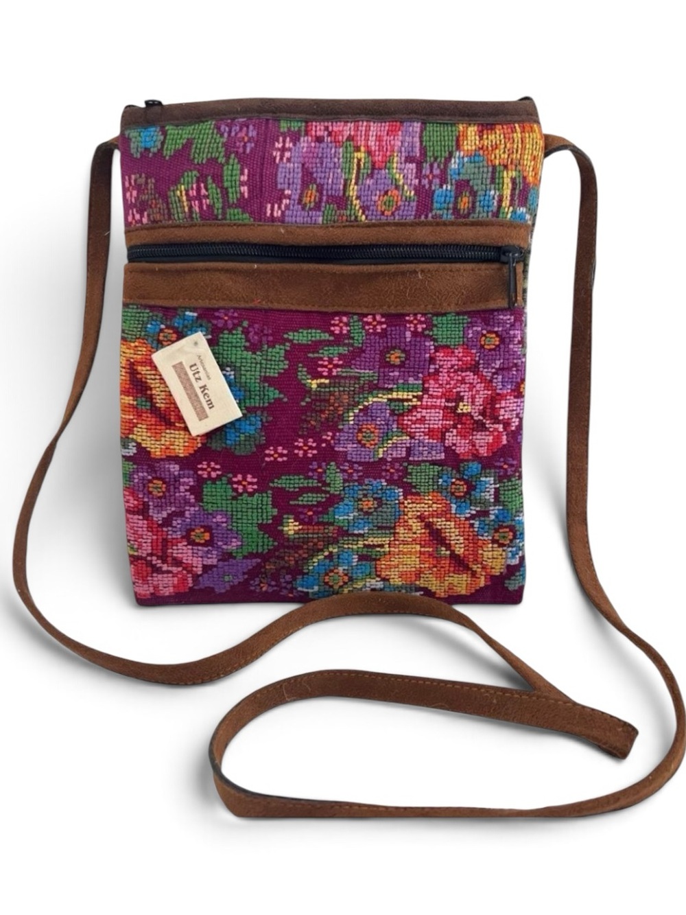 Artesanias Utz Kem Guatemala EMBROIDERED HUIPIL Crossbody Bag